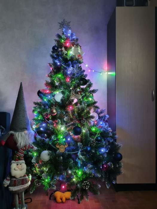 Фотография покупателя товара Искусственная ёлка с инеем «Зимнее волшебство. Ягодка», 240 см, d нижнего яруса 145 см, 1577 ПВХ веток на крючках - Фото 1