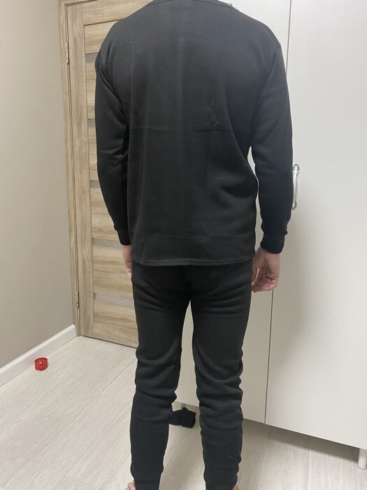 Фотография покупателя товара Термобелье мужское, размер M, 46-48, на рост 165-170 см чёрное - Фото 4