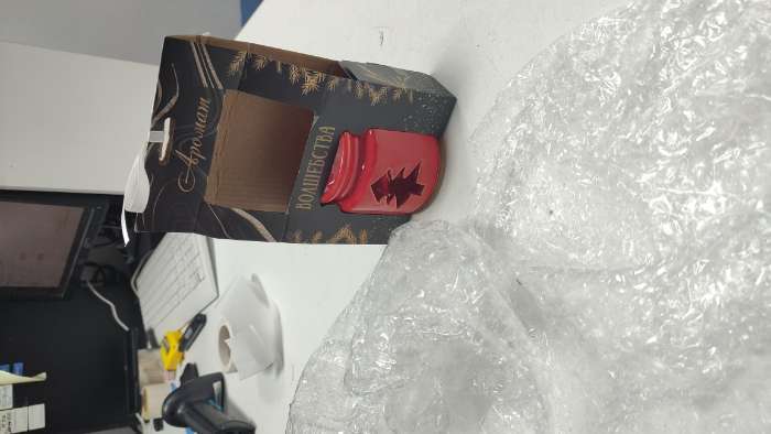 Фотография покупателя товара Набор: аромалампа для эфирных масел, мелтсы из воска ароматические «Ёлочка», красная, 7.5×7.5×8 см - Фото 3