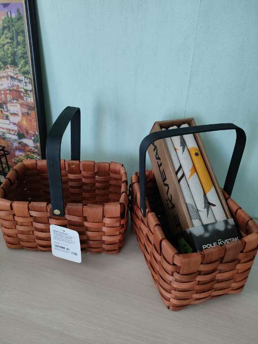 Фотография покупателя товара Корзина плетёная для хранения, 22×15×12 см, ручка h=14 см, секвойя, коричневый - Фото 2