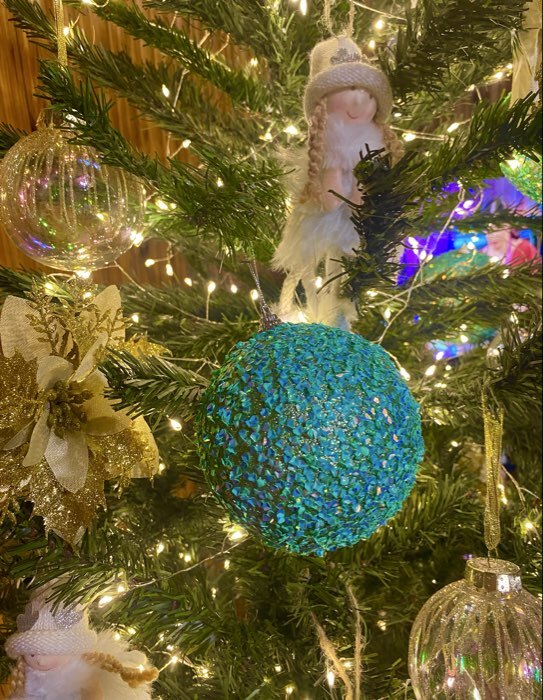 Фотография покупателя товара Ёлочный шар новогодний d=10 см «Карнавал» блистание, бирюзовый - Фото 1
