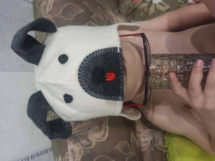 Фотография покупателя товара Шапка для бани с детской аппликацией "Собачка", белая, войлок, эконом - Фото 1
