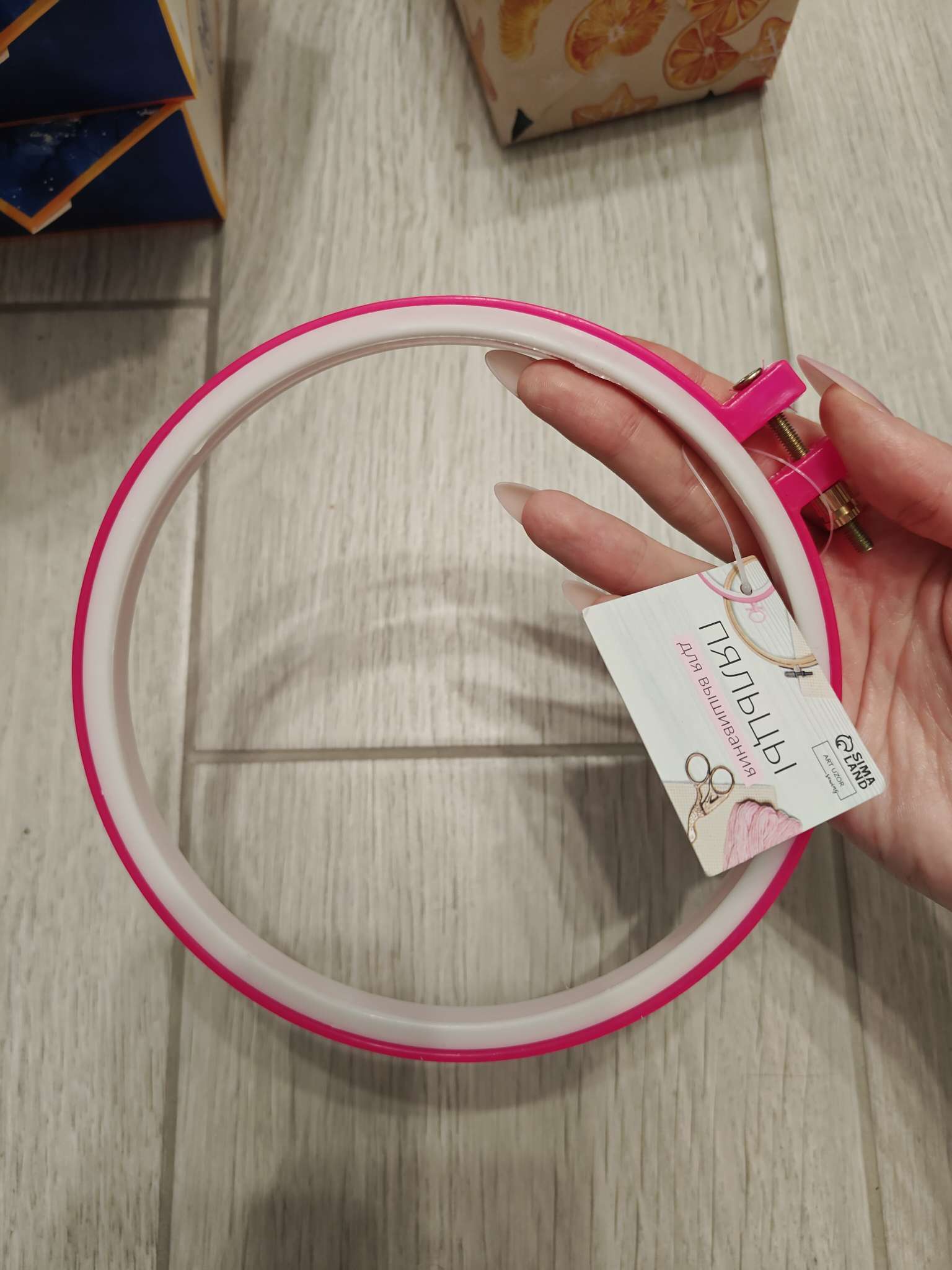 Фотография покупателя товара Пяльцы для вышивания, d=14/16 см, розовые - Фото 1