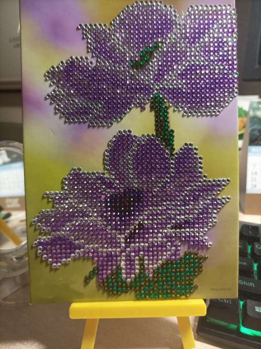 Фотография покупателя товара Алмазная мозаика с частичным заполнением на подставке «Цветы», 13 х 19 см, картон - Фото 2