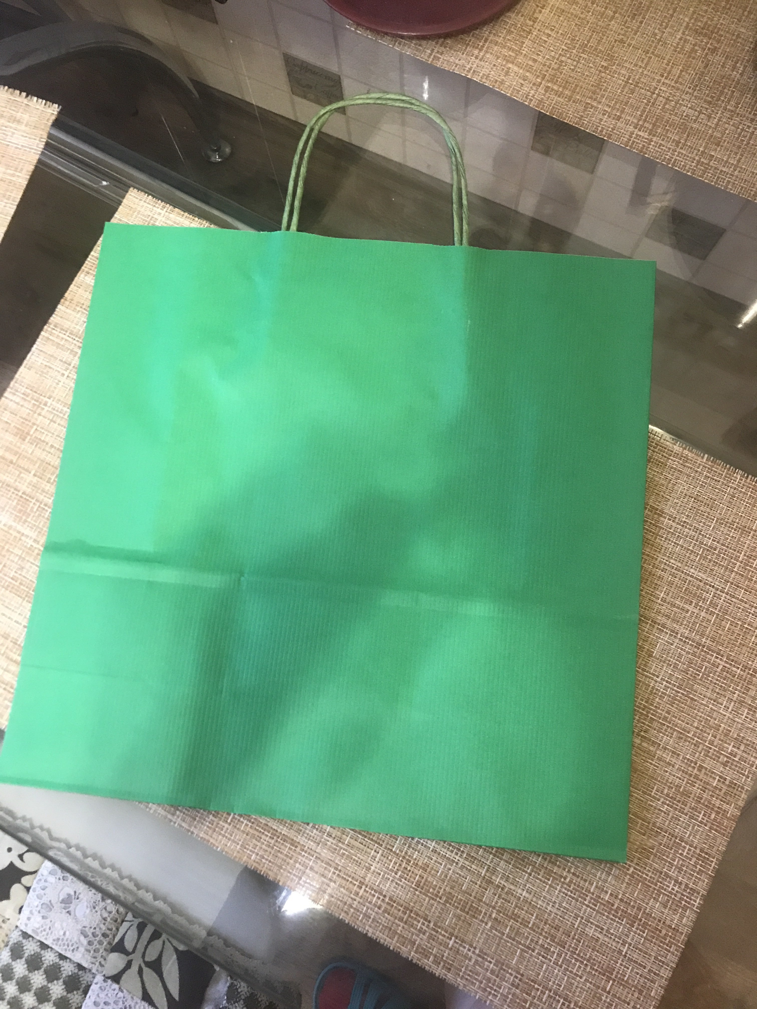 Фотография покупателя товара Пакет крафт, зеленый вельвет, с кручеными ручками, 32 х 12 х 32 см