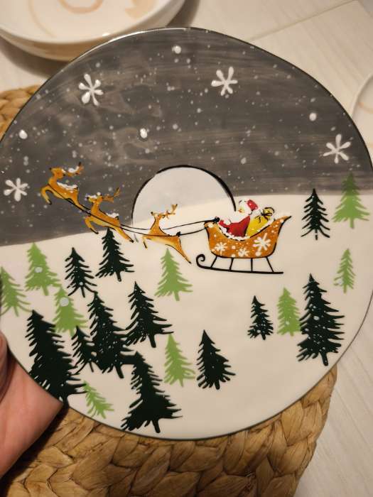 Фотография покупателя товара Тарелка Доляна «Новогодняя ночь», d=22.5 см, керамика, разноцветная - Фото 1