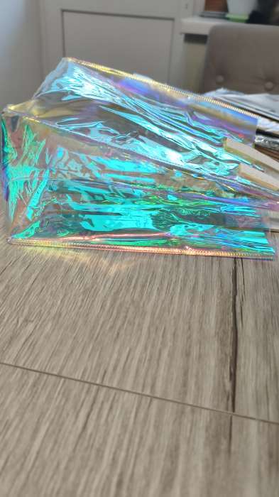 Фотография покупателя товара Пакет подарочный из ПВХ, прозрачный, Розовые ручки, 20×18×10 см - Фото 2