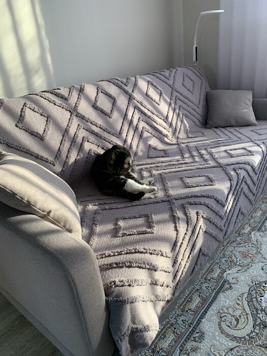 Фотография покупателя товара Плед с кисточками SL Home, 150×200 см, серый, 450 г/м² - Фото 3