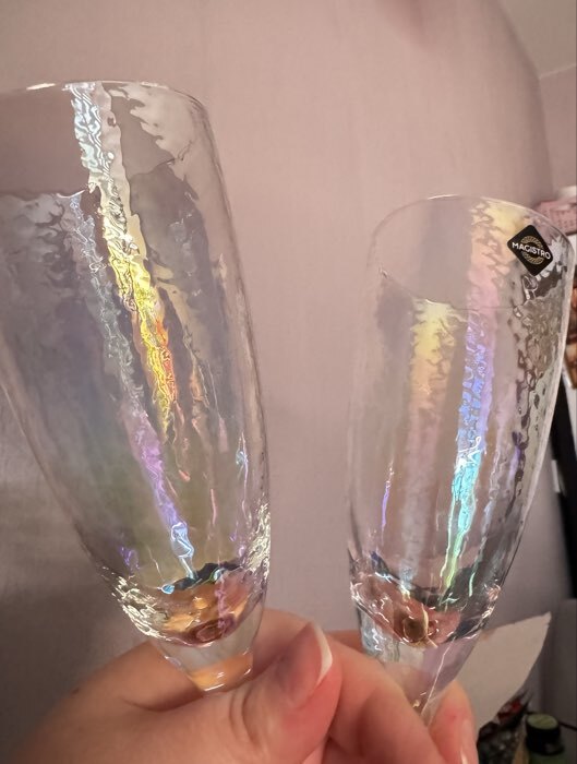 Фотография покупателя товара Бокалы для шампанского Magistro «Жемчуг», 270 мл, 7.5×26 см, набор 2 шт., стекло, перламутровые - Фото 2