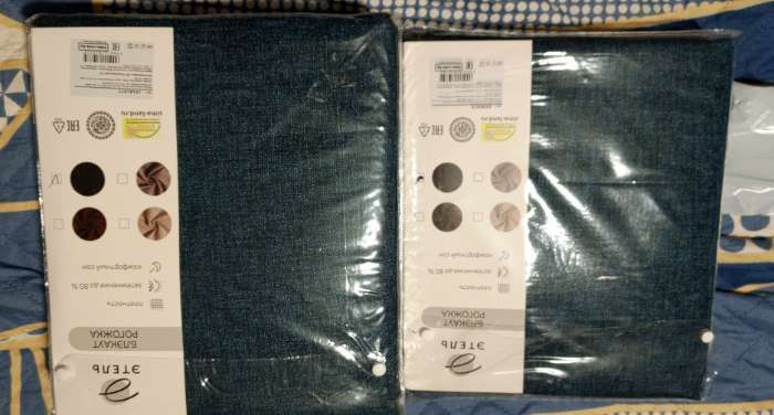 Фотография покупателя товара Штора блэкаут портьерная «Этель» Natural, 130×300 см, синяя, рогожка 275 г/м² - Фото 8