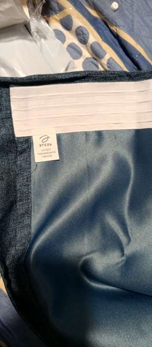 Фотография покупателя товара Штора блэкаут портьерная «Этель» Natural, 130×300 см, синяя, рогожка 275 г/м² - Фото 6