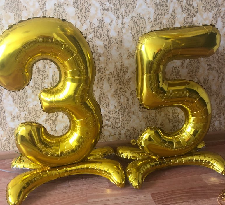 Фотография покупателя товара Шар фольгированный 32" «8», на подставке, цвет золото - Фото 11