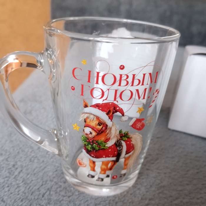 Фотография покупателя товара Кружка новогодняя стеклянная «С Новым годом. Пони», 300 мл - Фото 2