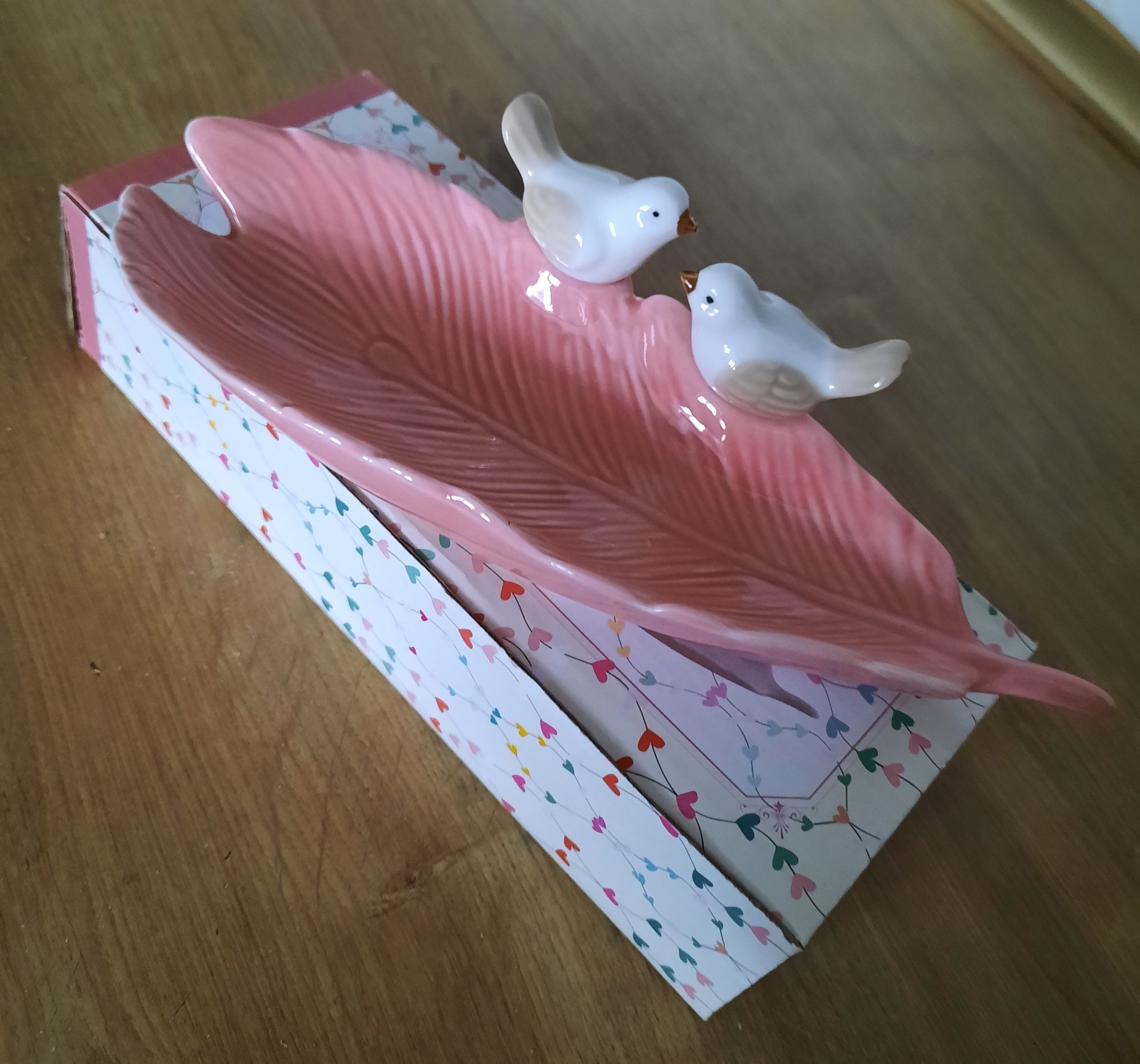 Фотография покупателя товара Блюдо керамическое «Птички на листочке», 21×8×5 см, цвет розовый