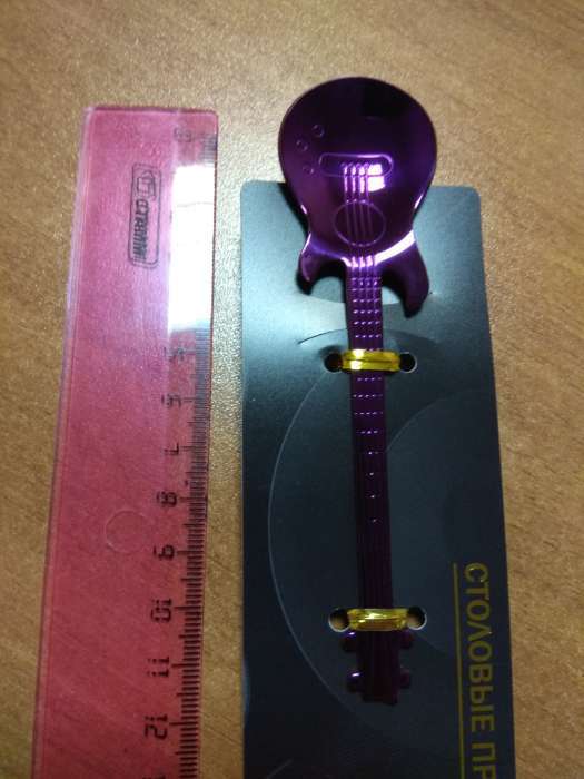 Фотография покупателя товара Ложка десертная из нержавеющей стали Magistro «Гитара», длина 12 см, цвет фиолетовый - Фото 5