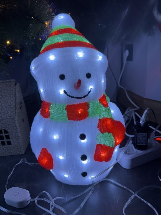 Фотография покупателя товара Светодиодная фигура «Снеговик большой» 25×44×20 см, акрил, 40 LED, 220 В, свечение белое - Фото 1
