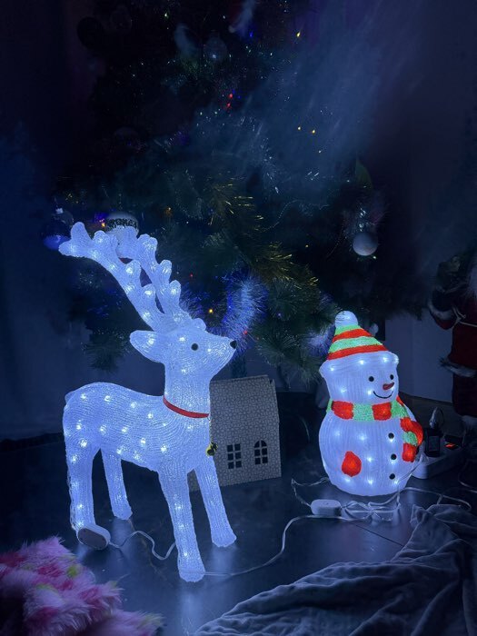 Фотография покупателя товара Светодиодная фигура «Снеговик большой» 25×44×20 см, акрил, 40 LED, 220 В, свечение белое - Фото 2