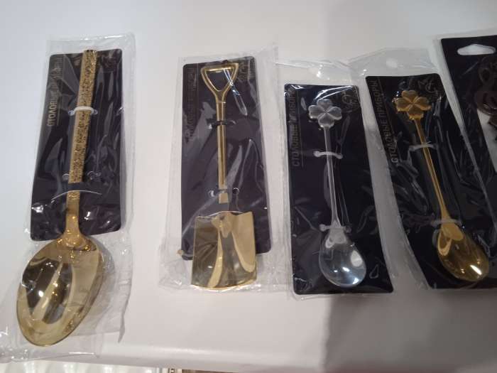 Фотография покупателя товара Ложка десертная из нержавеющей стали Magistro «Перо», длина 12.5 см, золотистая - Фото 4