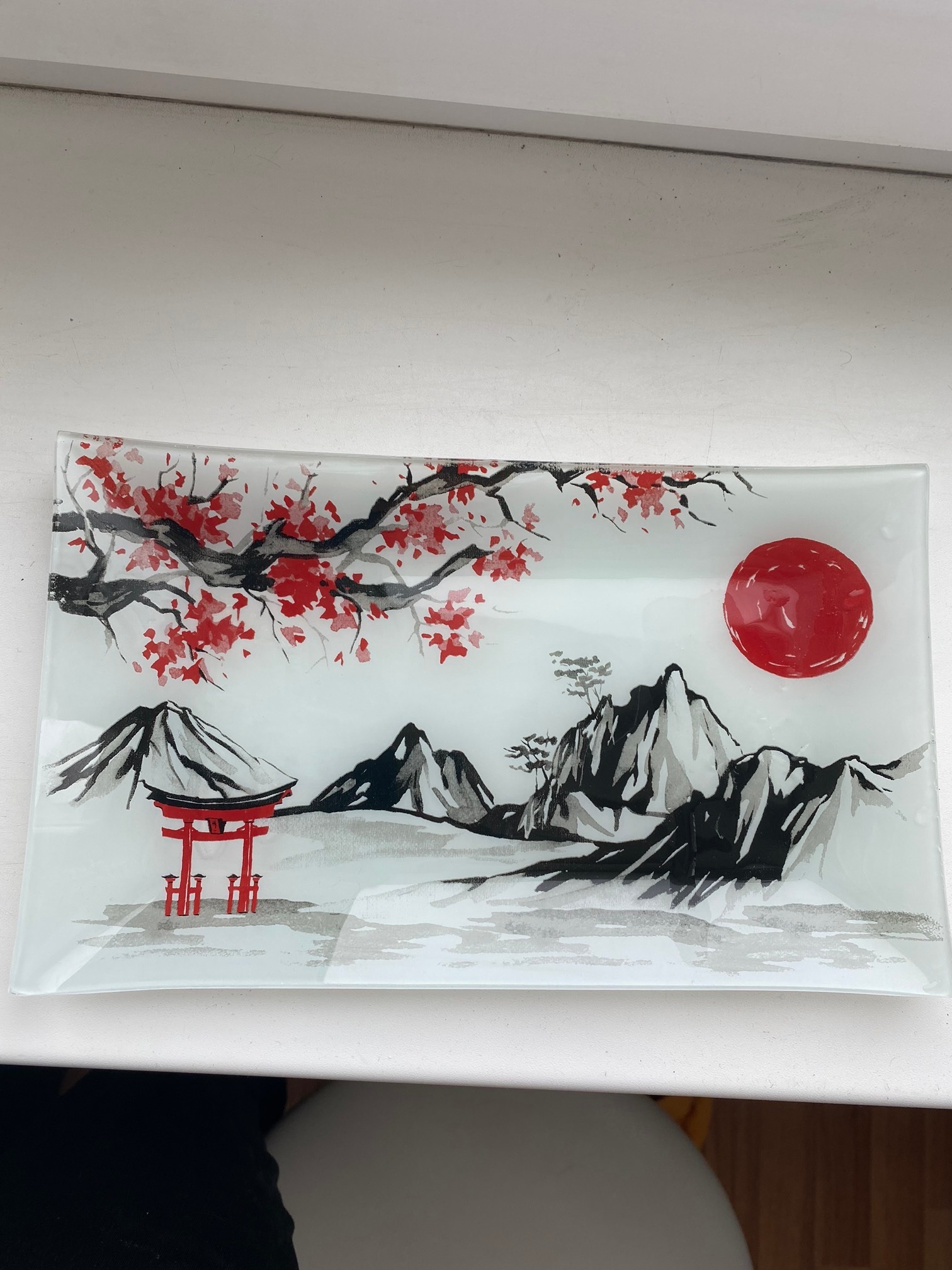 Фотография покупателя товара Набор для суши из стекла Доляна «Журавль», 3 предмета: соусники 8×2 см, 8×6 см, подставка 25×15×2 см - Фото 8