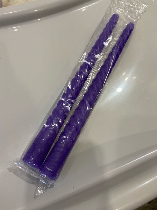 Фотография покупателя товара Набор свечей витых, 2,2х 25  см, лакированная 2 штуки, фиолетовый