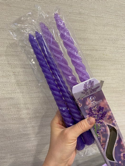 Фотография покупателя товара Набор свечей витых, 2,2х 25  см, лакированная 2 штуки, фиолетовый