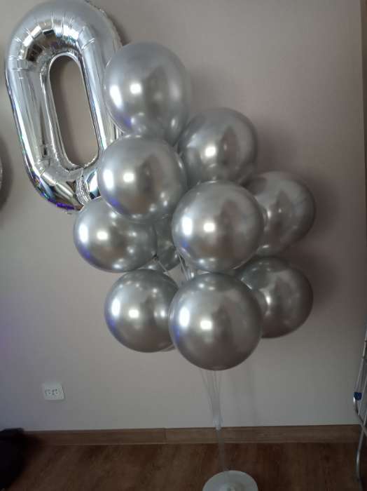 Фотография покупателя товара Воздушные шары латексные 12" «Серебро», 50 шт. - Фото 1