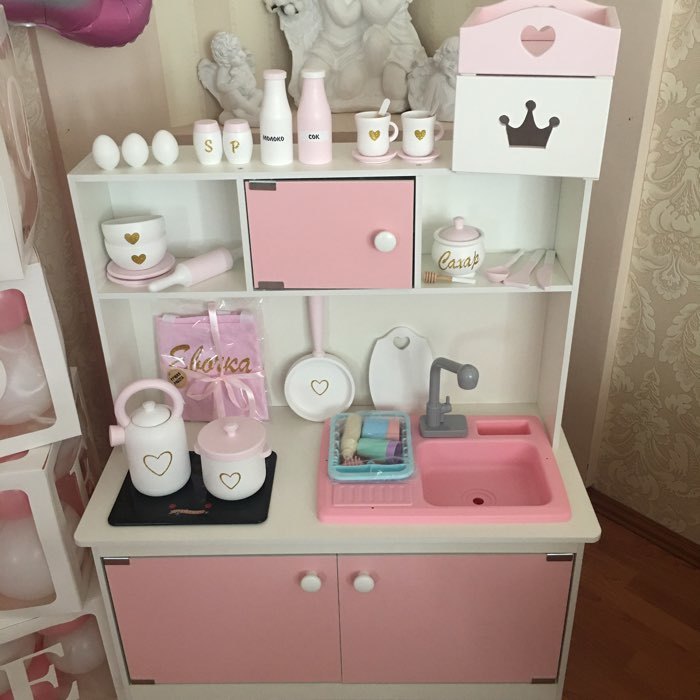 Фотография покупателя товара Игровая мебель «Детская кухня», интерактивная панель, раковина с водой, цвет розовый - Фото 1