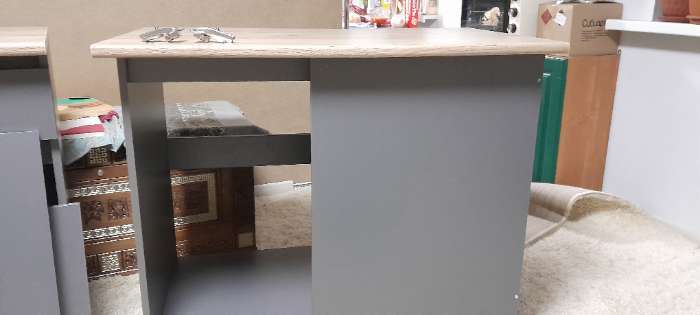 Фотография покупателя товара Кухонный гарнитур угловой «Лира», с столешницей, 2600×1000 мм, цвет кашемир/дуб крафт золотой/дуб кера - Фото 10