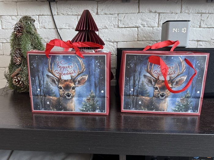 Фотография покупателя товара Пакет подарочный новогодний крафтовый, «Чудеса случаются», 23×18×10 см - Фото 1