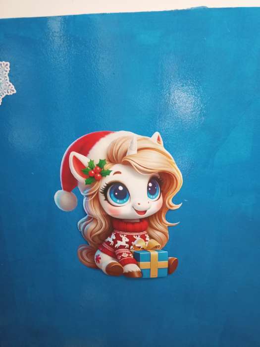 Фотография покупателя товара Плакат новогодний «С новым годом», лошадка с подарком, 39.1×48 см - Фото 1