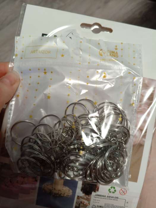 Фотография покупателя товара Основа для брелока кольцо металл с цепочкой, серебро 2.4×2.4 см - Фото 1