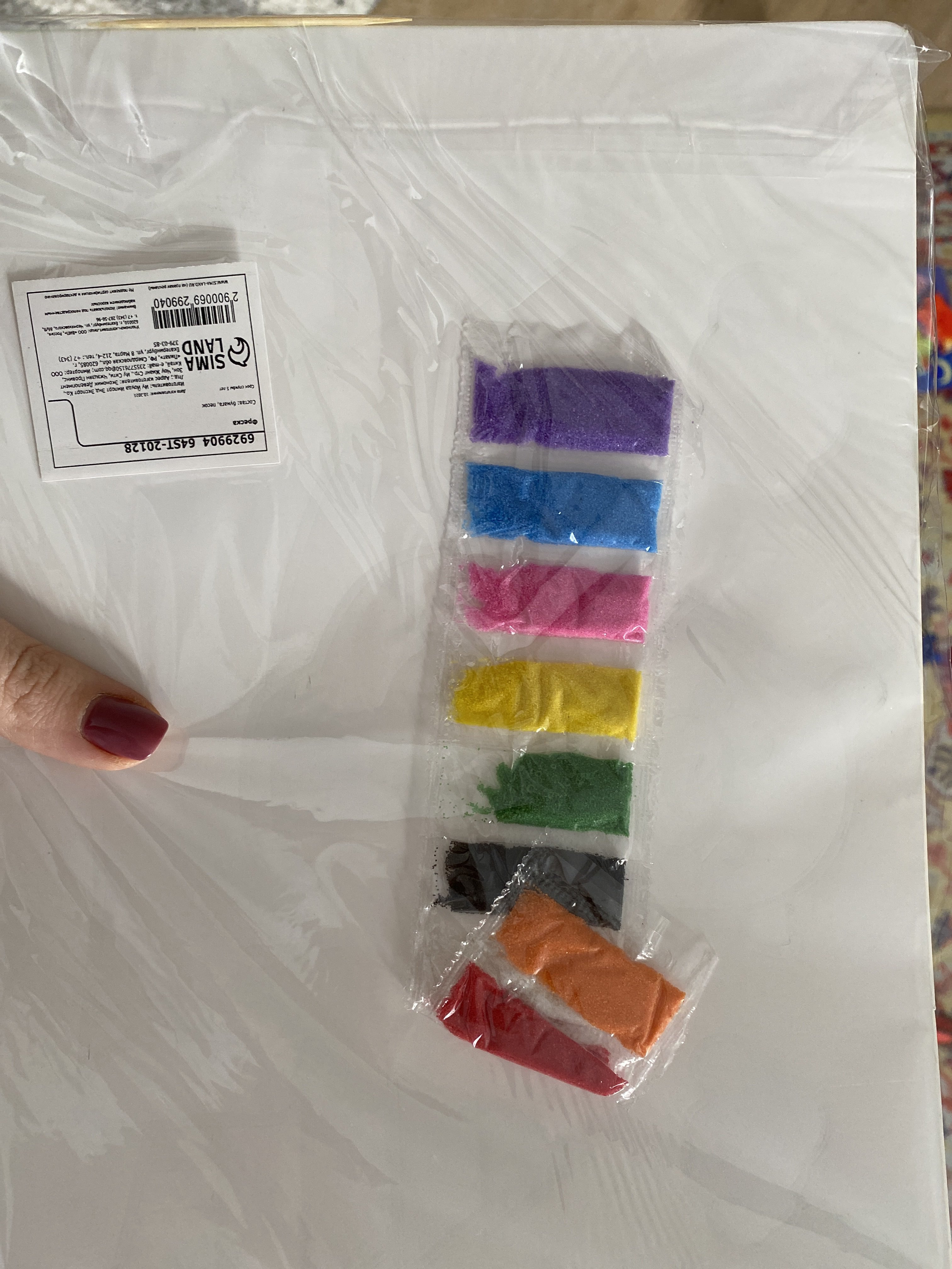 Фотография покупателя товара Фреска с цветным основанием «Мишка» 9 цветов песка по 2 г - Фото 2