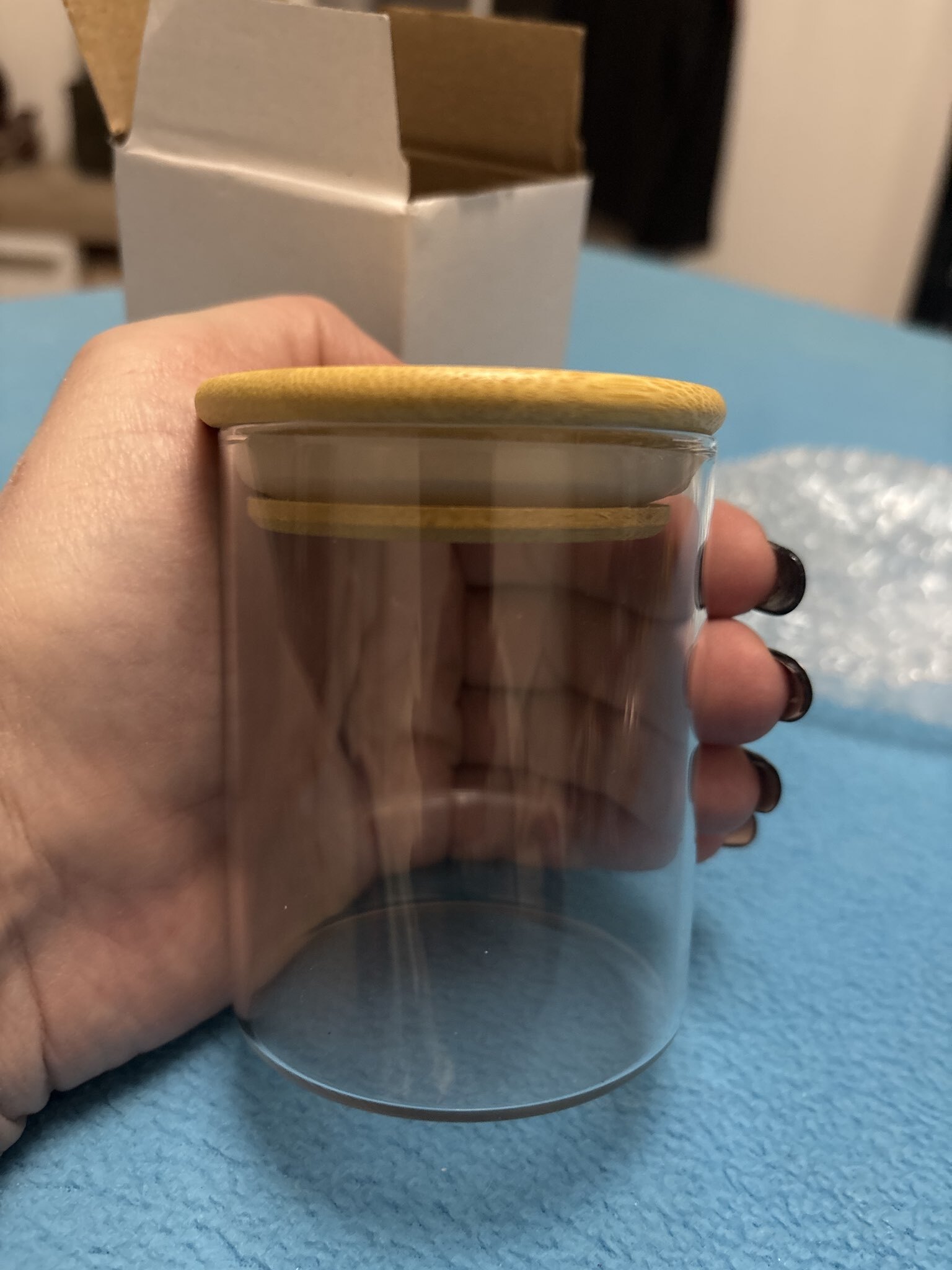 Фотография покупателя товара Банка для свечей стекло с крышкой «Цилиндр» прозрачная 200 мл 6.5×6.5×8 см - Фото 5