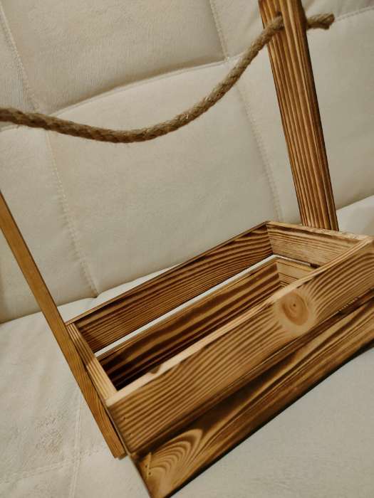 Фотография покупателя товара Кашпо деревянное 25.5×15×30 см "Аром", ручка канат, обожженный