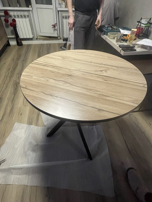 Фотография покупателя товара Стол кухонный раскладной «Смит», 900(1200)х900×775 мм, цвет сосна/чёрный матовый - Фото 2