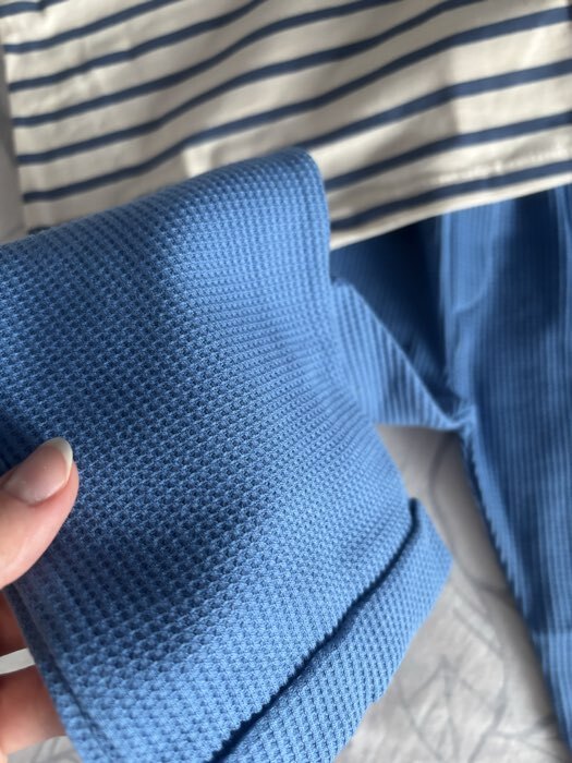 Фотография покупателя товара Костюм детский (футболка, брюки) «Крошка Я» BASIC LINE, рост 92-98 см, синий - Фото 2