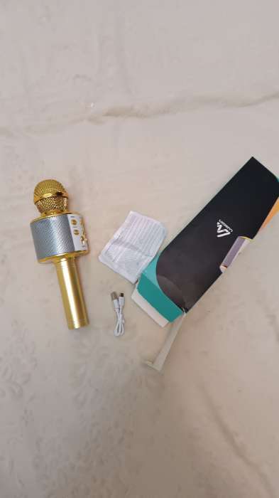 Фотография покупателя товара Микрофон для караоке Luazon LZZ-56, WS-858, 1800 мАч, жёлтый - Фото 5