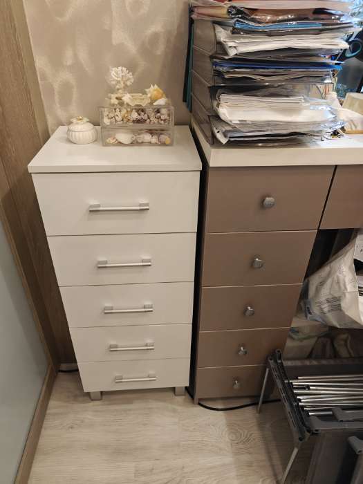 Фотография покупателя товара Комод для ванной комнаты «Клик Мебель», 5 ящиков, 400×340×986 мм, цвет белый - Фото 1