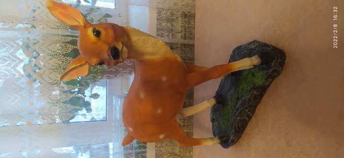 Фотография покупателя товара Садовая фигура "Оленёнок на камне" из полистоуна Хорошие сувениры, 38 см, средняя - Фото 19