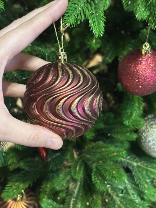 Фотография покупателя товара Ёлочные игрушки «Ширин», шары новогодние, d=8 см, набор 2 шт., волна, зелёно-золотой - Фото 6