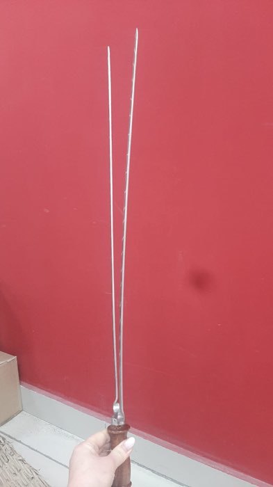 Фотография покупателя товара Шампур с деревянной ручкой, рабочая длина - 60 см, ширина - 10 мм, толщина - 3 мм с узором - Фото 7