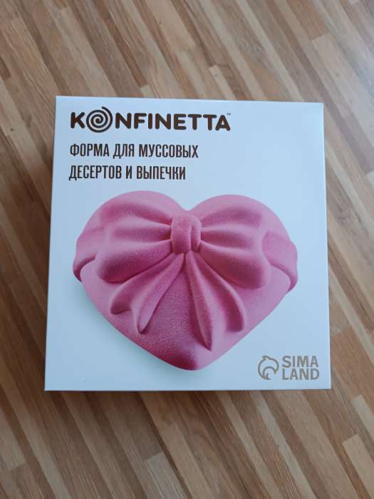 Фотография покупателя товара Форма для выпечки и муссовых десертов KONFINETTA «Сердце с бантом», 19×17×6.5 см, силикон, белая - Фото 1