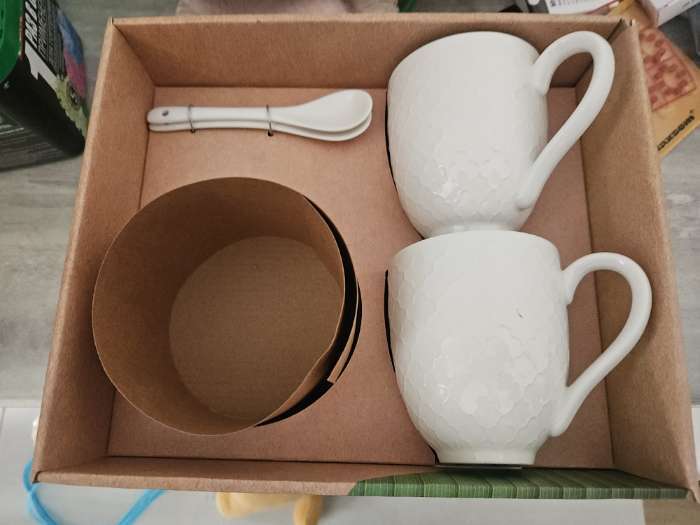 Фотография покупателя товара Набор чайный BellaTenero, 6 предметов: 2 чашки 350 мл, 2 деревянных блюдца d=12 см, 2 ложки, на бамбуковой подставке, керамика, белый - Фото 3