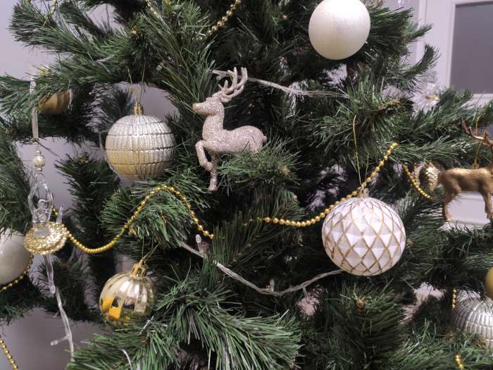 Фотография покупателя товара Ёлочные игрушки «Авива», шары новогодние, набор 4 шт., d=8 см, сетка, золотистый - Фото 1