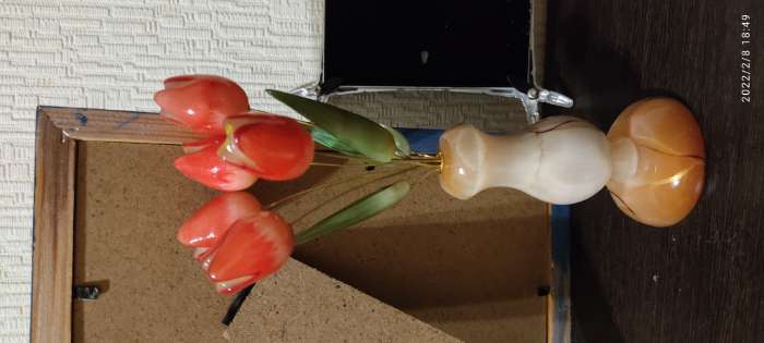 Фотография покупателя товара Ваза "Тюльпаны" 5 цветков, в вазе , селенит - Фото 5