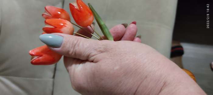 Фотография покупателя товара Ваза "Тюльпаны" 5 цветков, в вазе , селенит - Фото 2