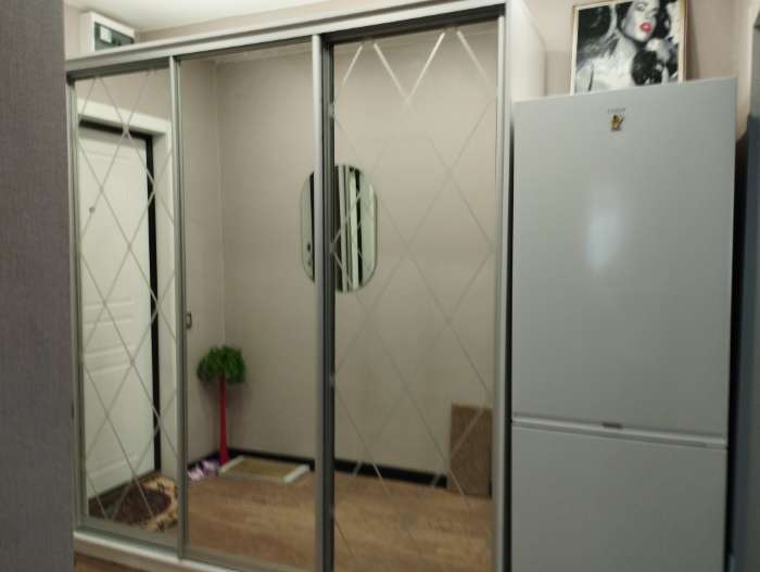 Фотография покупателя товара Шкаф - купе «Хит-22-20-656», с зеркалом, 2000×620×2200 мм, цвет белый шагрень - Фото 2