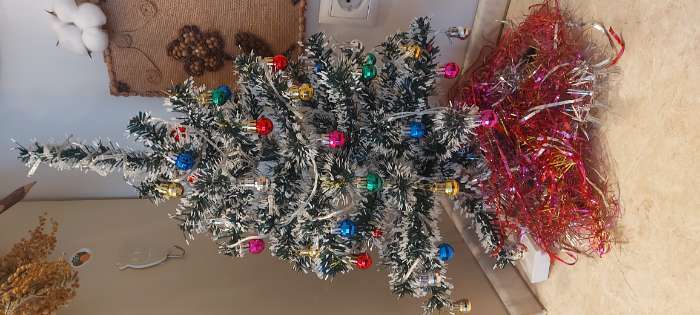 Фотография покупателя товара Искусственная ёлка с инеем «Зимнее волшебство. Радуга», 90 см, d нижнего яруса 40 см, d иголок 6 см, 90 веток ПВХ веток отгибаются - Фото 3