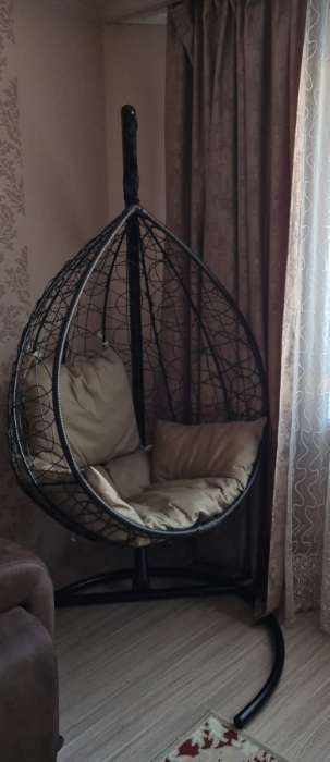 Фотография покупателя товара Подвесное кресло SEVILLA коричневое, бордовая подушка, стойка - Фото 3