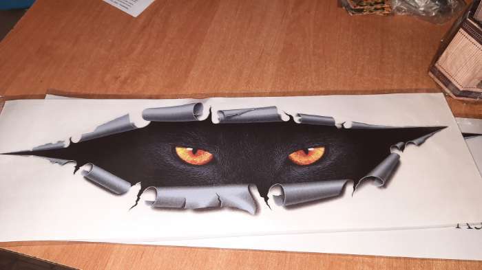 Фотография покупателя товара Наклейка на авто, светоотражающая 3D, 41×13 см, "Пантера"